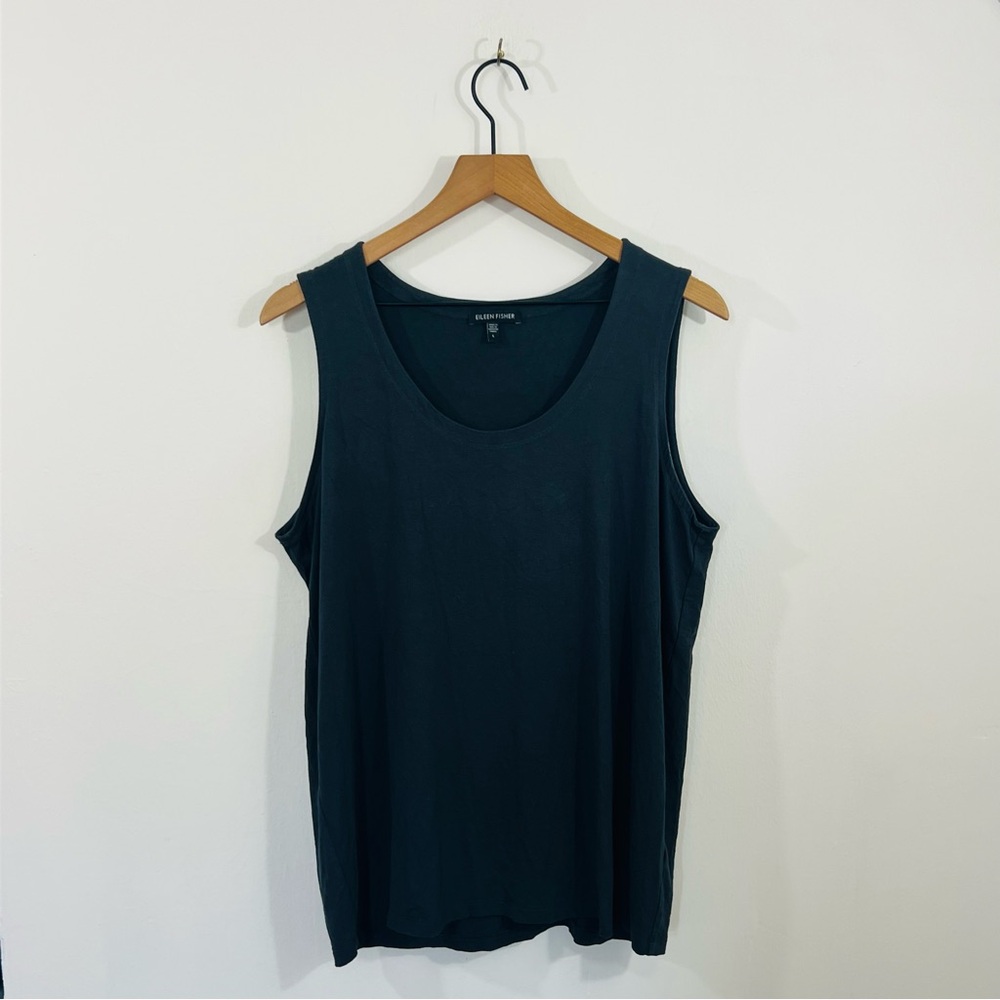 Eileen Fisher Dark Gray Scoop Neck Tank Top Layering Classic Streetwear Tank
